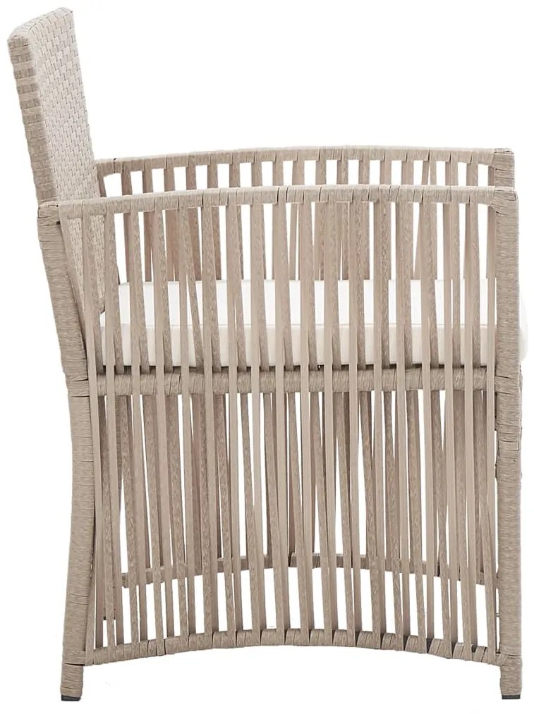 Cadeiras de jardim com almofadões 2 pcs vime PE bege