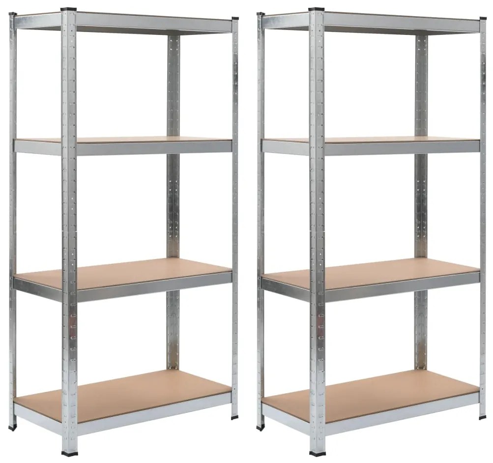 Prateleiras de Arrumação 2 Un. Prateado 80x40x160 cm Aço e Mdf