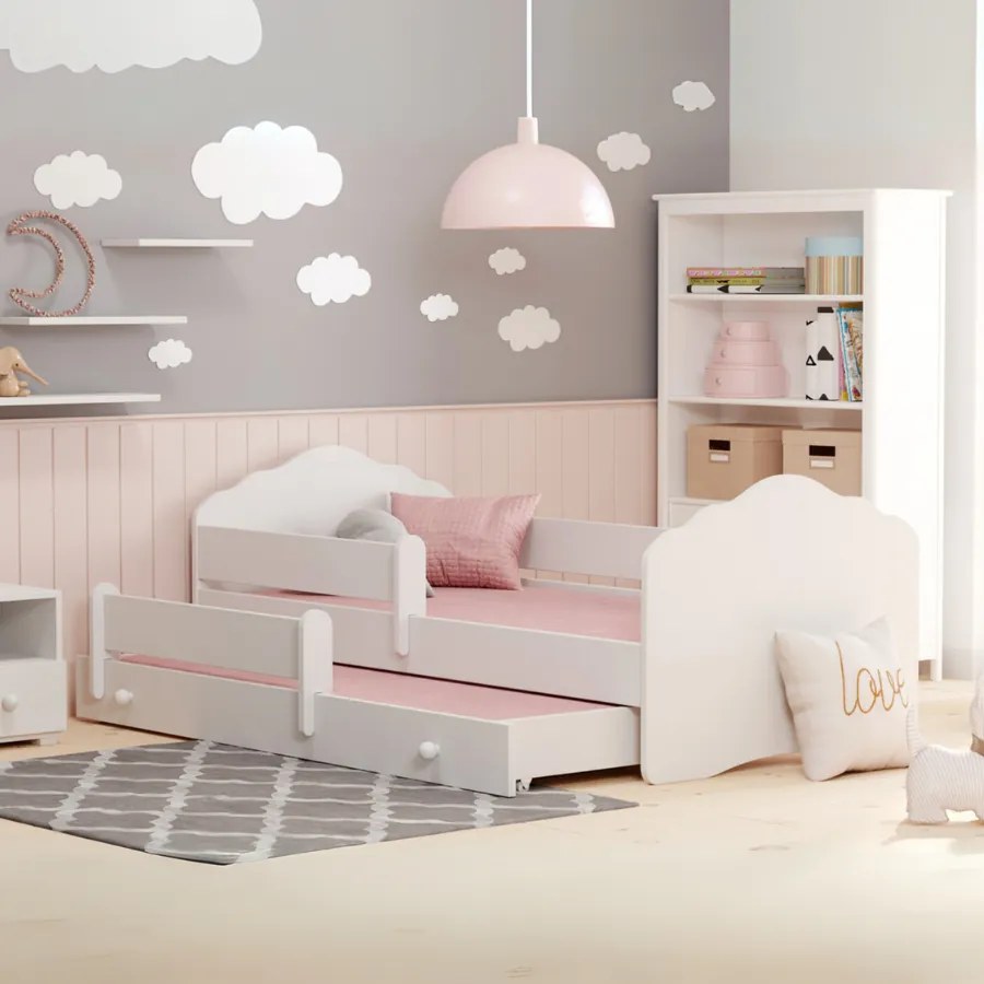 Cama infantil dupla Wave 160x80 branca - colchão e estrado incluído