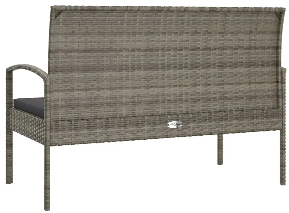 Banco de jardim com almofadão 105 cm vime PE cinzento