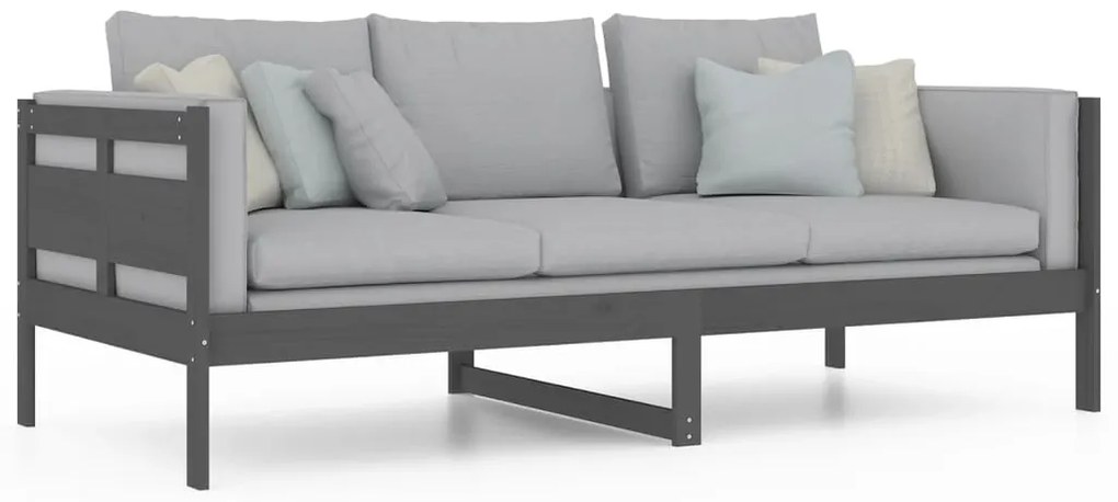 Sofá-cama 90x200 cm madeira de pinho maciça cinzento