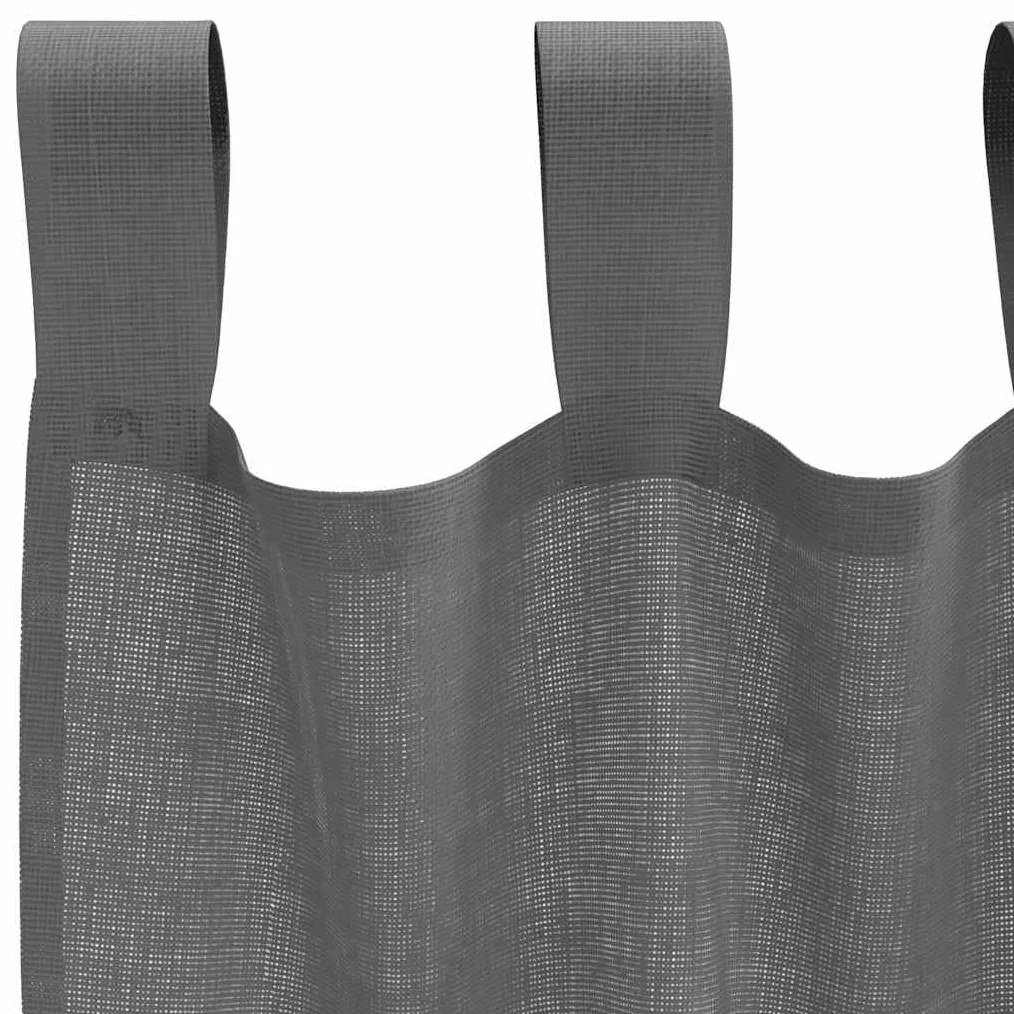 Cortinas de voile com laços 2 pcs cinzento-escuro 140x245 cm