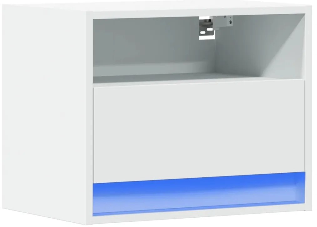 Mesa de cabeceira de parede com luzes LED branco