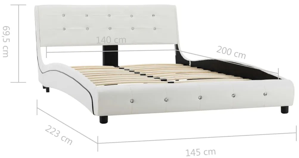 Estrutura de cama 140x200 cm couro artificial branco