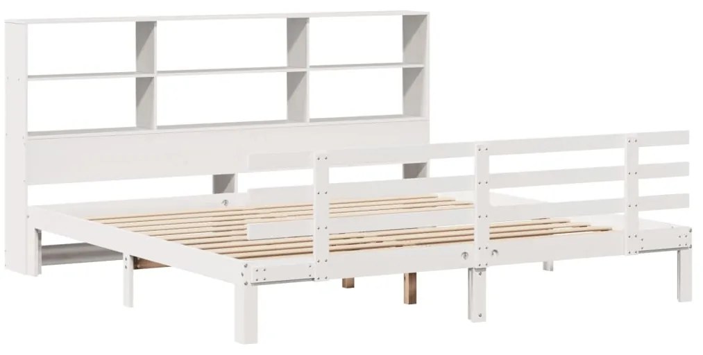 Cama com estante sem colchão 180x200 cm pinho maciço branco