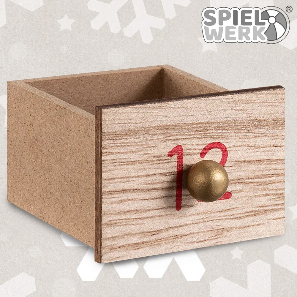Calendário do Advento Pai Natal em madeira com LED 35 x 6 x 27 cm Branco quente + Castanho