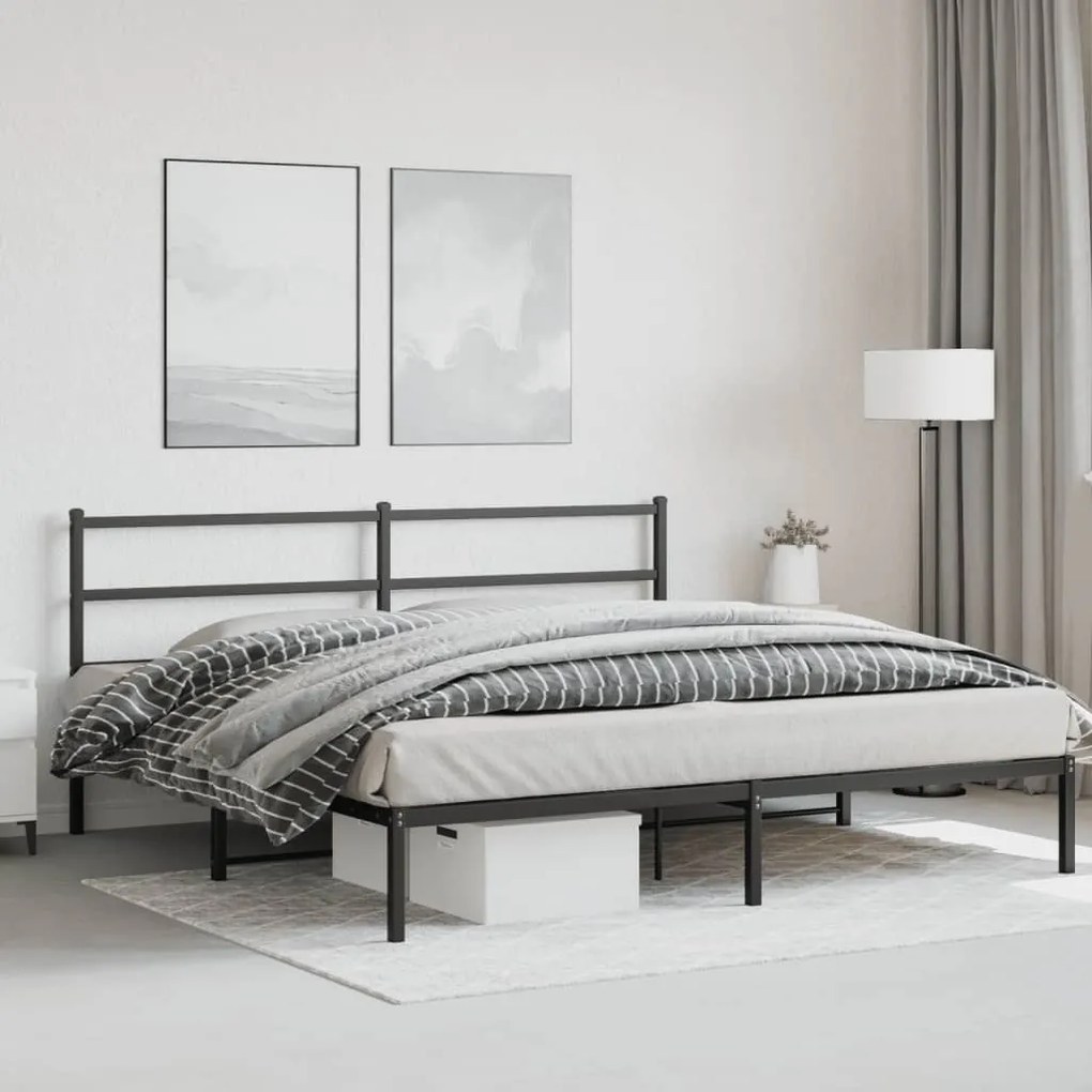 Estrutura de cama com cabeceira 193x203 cm metal preto