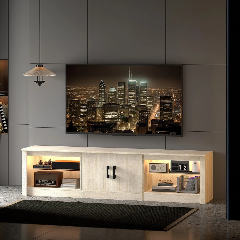 Móvel de TV Moderno com Luzes RGB 2 Orifícios para Cabos para Televiso