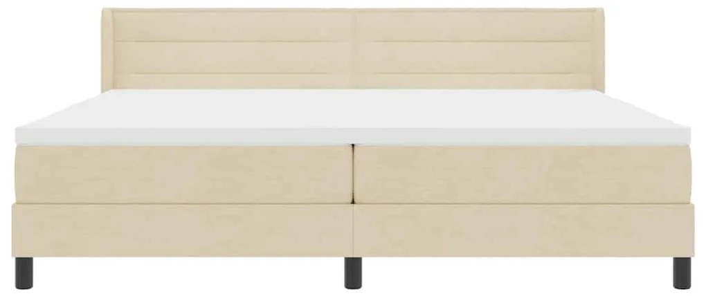 Cama Box Spring com Colchão Creme, 200 x 200 cm - Tecido