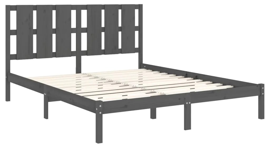 Estrutura de cama king 150x200 cm madeira maciça cinza