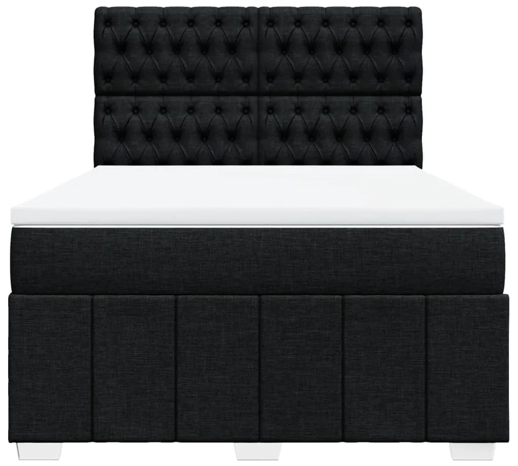 Cama com molas/colchão 140x200 cm tecido preto