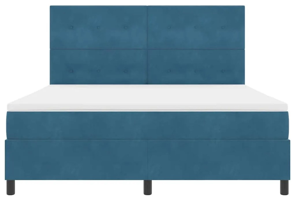 Cama Box Spring vidaXL com Colchão e LED Azul Escuro 180x200 cm Veludo