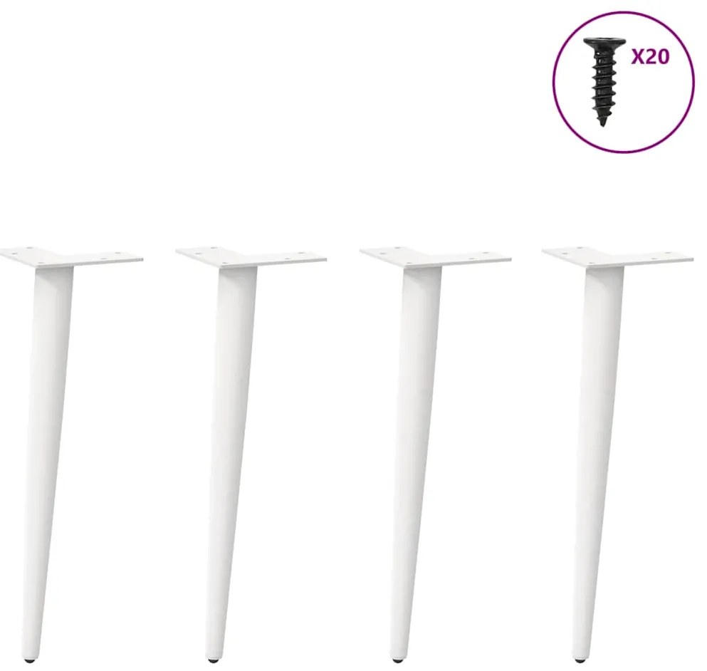 Pés para mesa de centro cônicos 4 peças, branco, 30-31 cm, aço