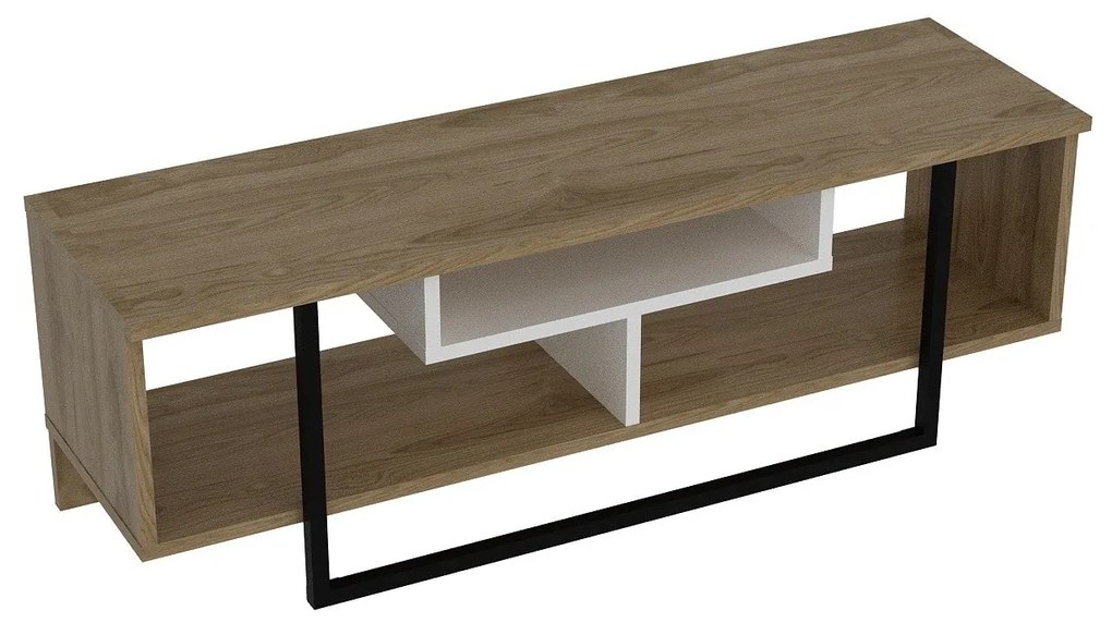 Móvel para TV Asal – Branco/Preto/Carvalho – 119,4 x 40,2 x 35,2 cm