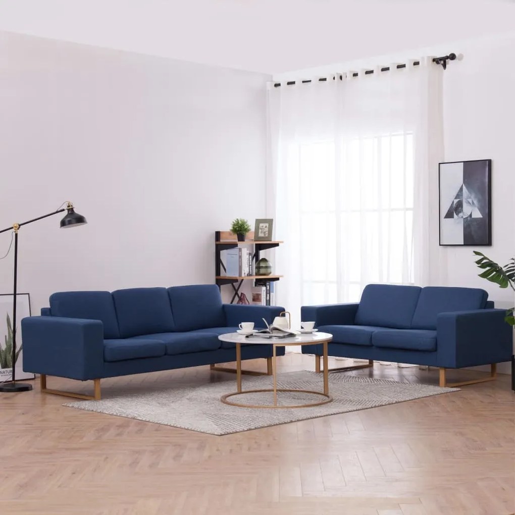 276861 vidaXL 2 pcs conjunto de sofás tecido azul