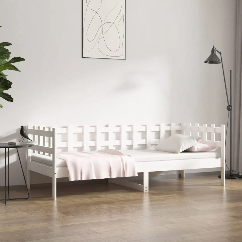 Sofá-cama 90x190 cm madeira de pinho maciça branco