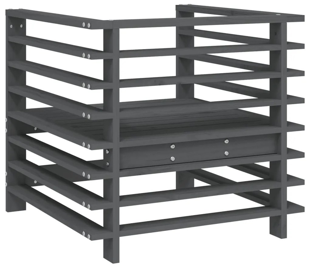 Cadeiras de jardim 2 pcs madeira de pinho maciça cinzento