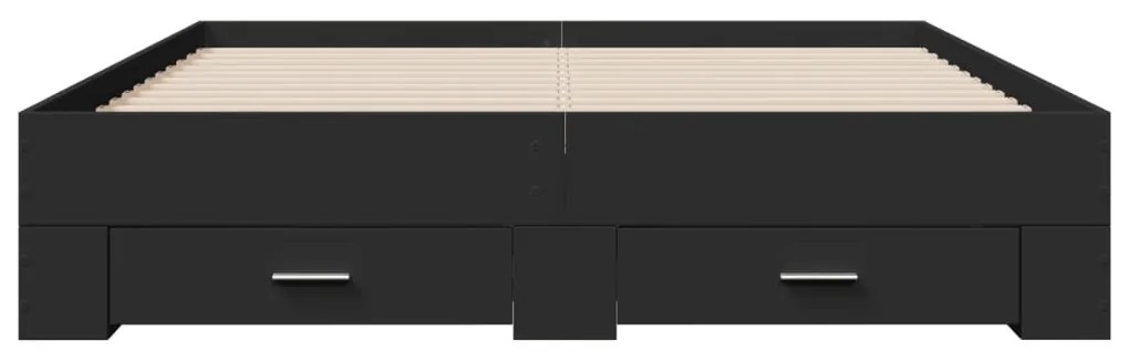 Estrutura de cama c/ gavetas 160x200 cm derivados madeira preto
