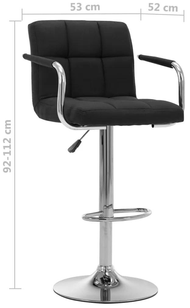 Cadeiras de bar 2 pcs tecido preto
