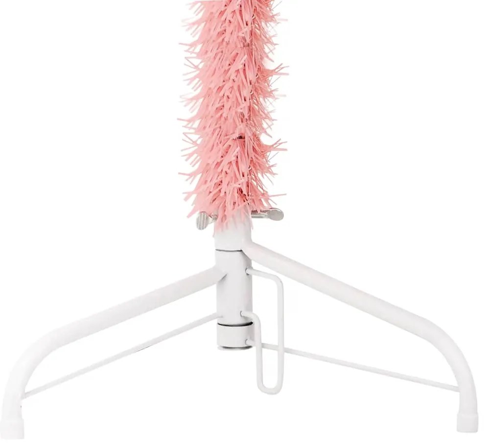 Meia árvore de Natal fina com suporte 120 cm rosa
