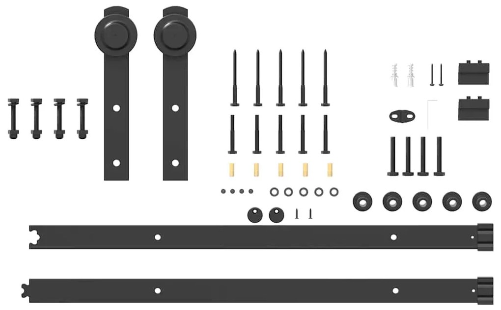 Kit de ferragens para porta deslizante 152 cm aço preto