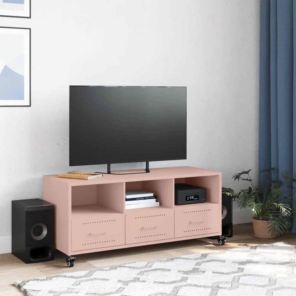 Móvel de TV 100,5x39x43,5 cm aço rosa