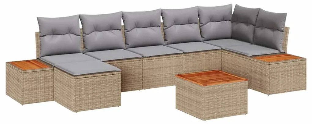 Conjunto de Sofá de Jardim 8 pcs Bege 55 x 55 x 37 cm Rattan PE