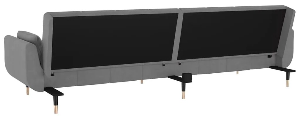 Sofá-cama 2 lugares com duas almofadas veludo cinzento-claro