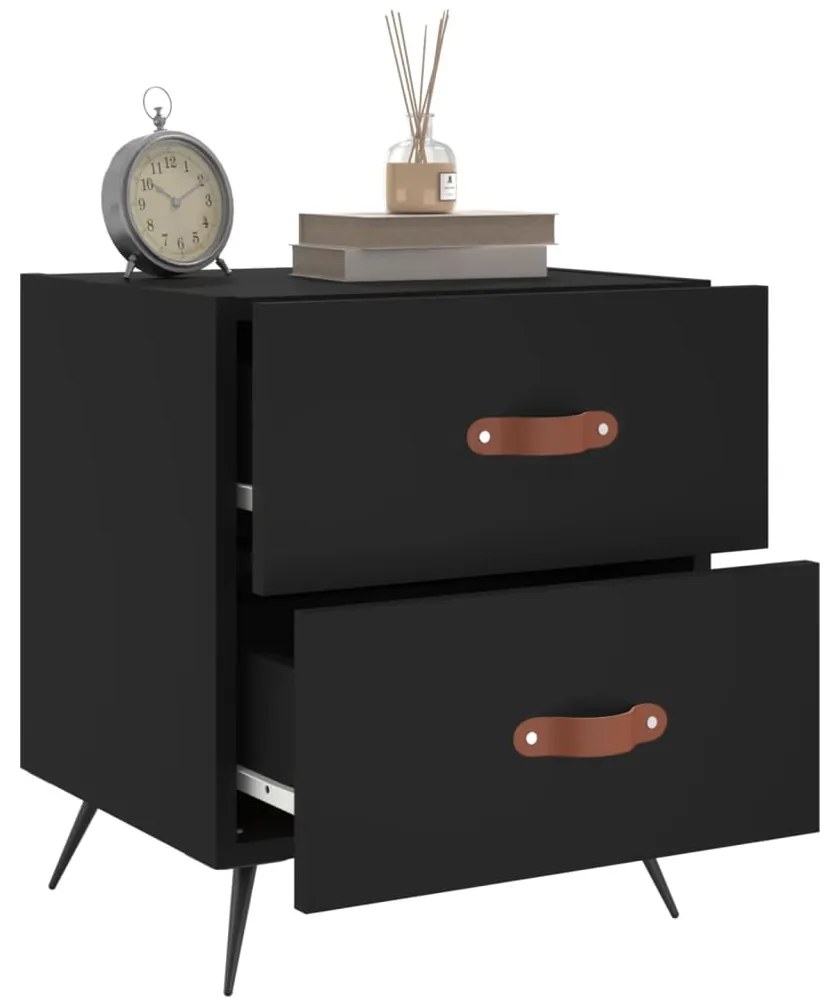 Mesas de cabeceira 2 pcs 40x35x47,5 cm deriv. de madeira preto