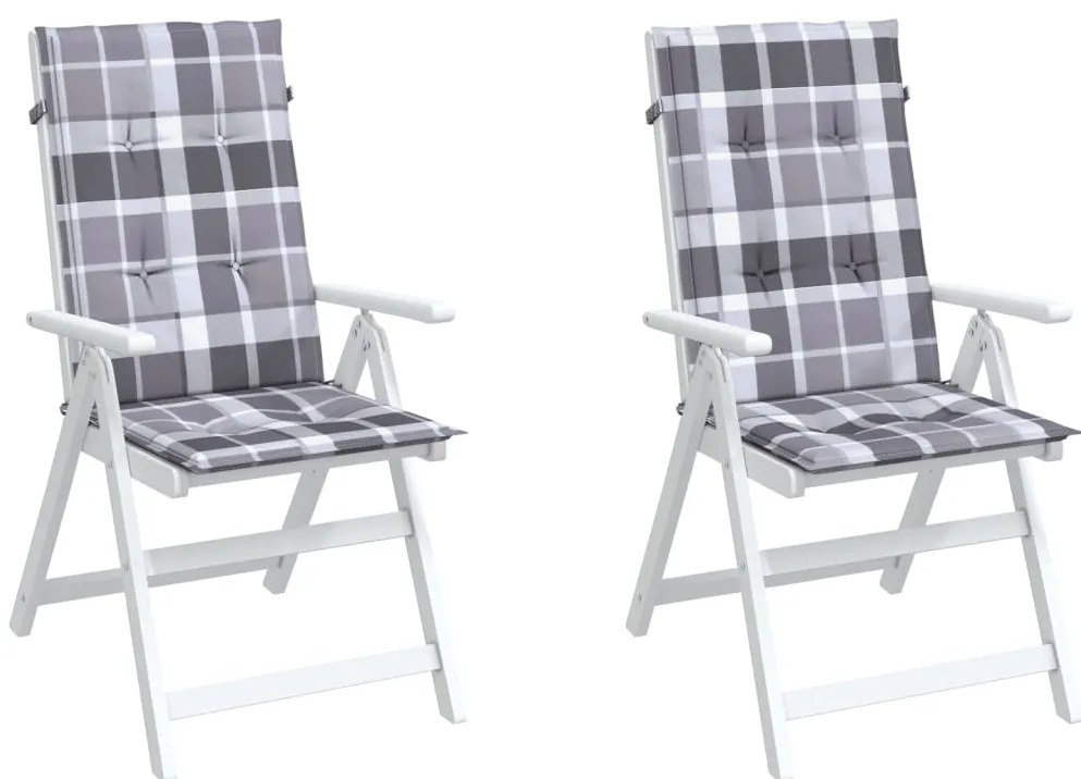 Almofadões cadeiras altas de jardim 2pcs tecido xadrez cinza