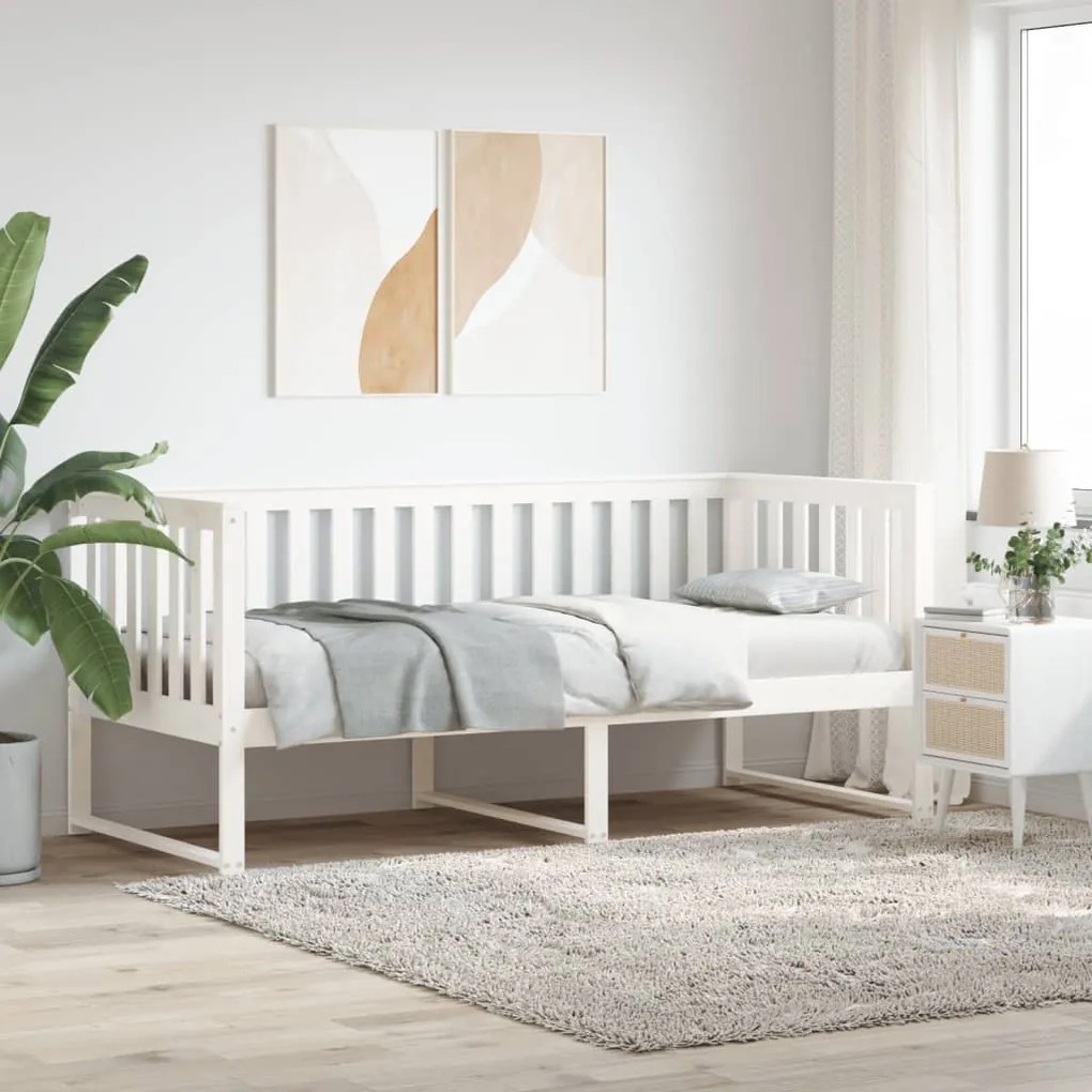 Sofá-cama sem colchão 90x200 cm madeira de pinho maciça branco