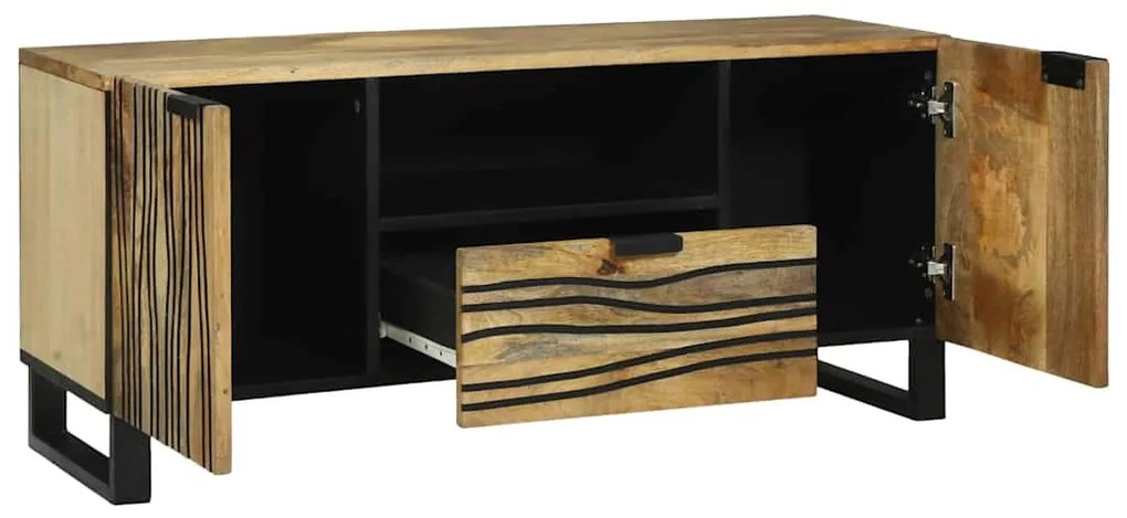 Armário de TV - 105 x 33,5 x 46 cm, Feito de Madeira Sólida de Manga