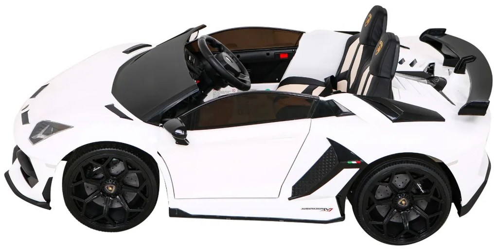 Carro elétrico para Crianças 2 Lugares Lamborghini SVJ DRIFT Rodas espuma EVA, e plástica (trás) assento couro ecológico Branco