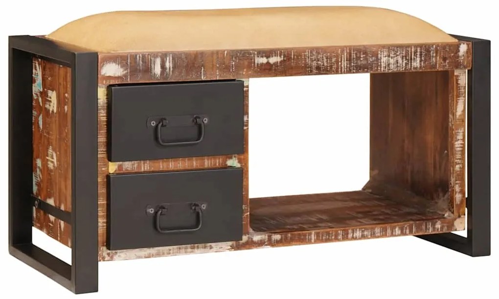 Banco de Armazenamento Multicolorido 80x35x40 cm Madeira Sólida Recupe