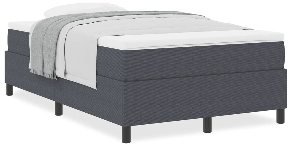 Cama Box com Colchão – Cinza Escuro, 120 x 200 cm, Tecido de Corduroy