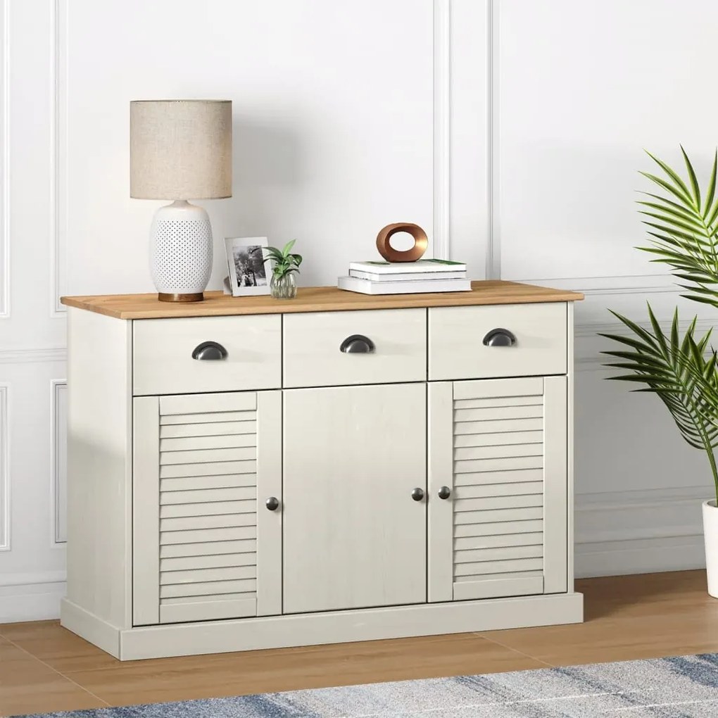 Aparador com gavetas VIGO 113x40x75 cm pinho maciço branco