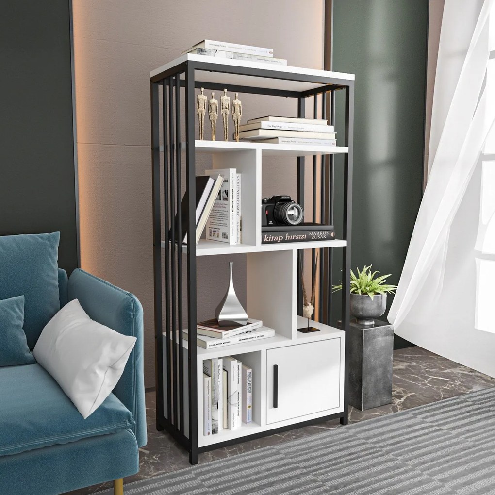 Estante Valero – Branco/Preto – 60x120x29,6 cm