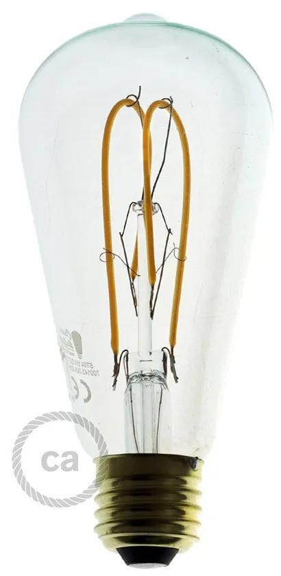 LED Transparent Light Bulb - Edison ST64 Curved Double Loop Filament - 5W E27 Dimmable 2200k