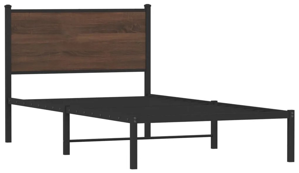 Estrutura de cama sem colchão 100x200cm metal carvalho castanho