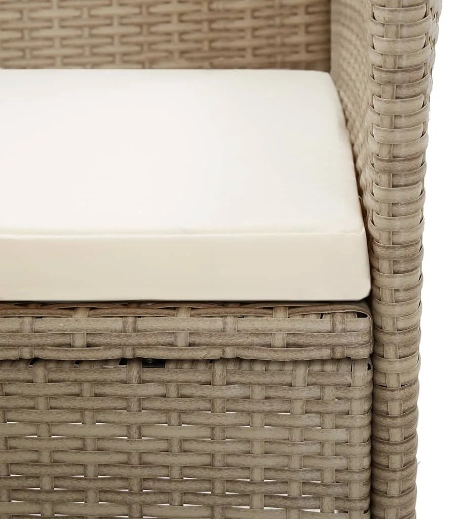 9 pcs conjunto jantar exterior com almofadões vime PE bege