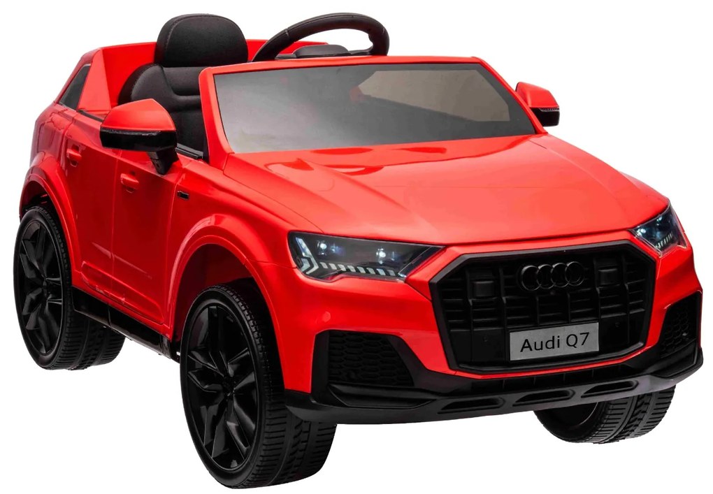 Carro elétrico para crianças Com Licença Audi Q7 12V, controlo remoto, motor 2 x 35W, luzes LED, leitor MP3 Vermelho