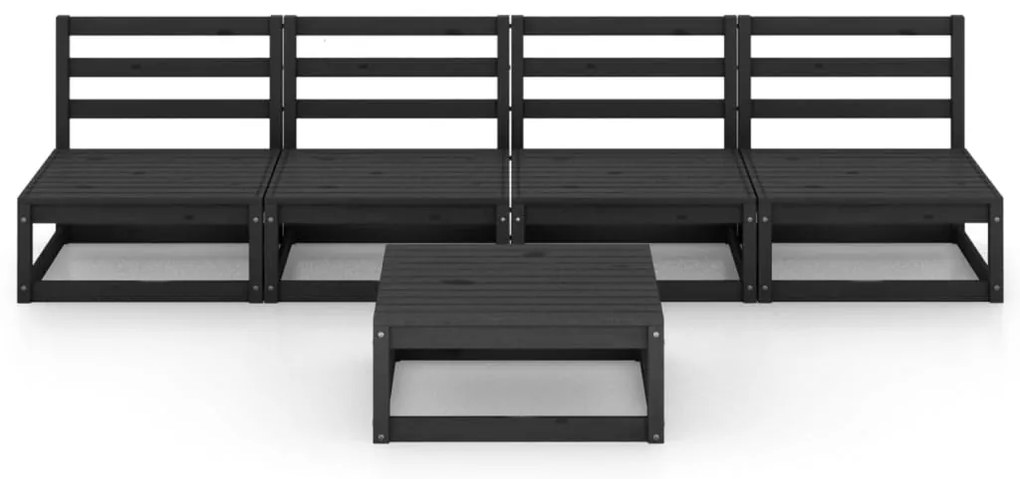 5 pcs conjunto lounge de jardim pinho maciço preto