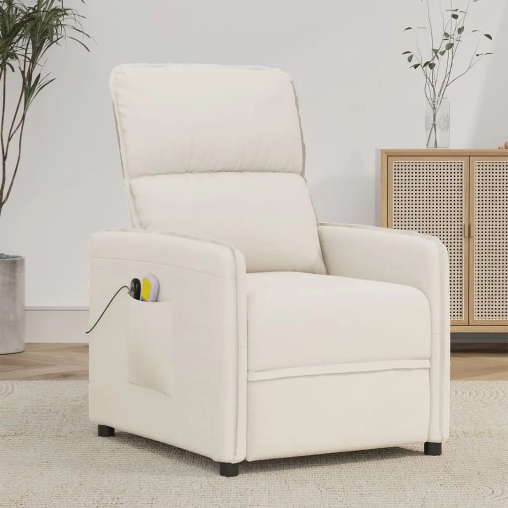 vidaXL Poltrona de massagens elétrica tecido de microfibra bege