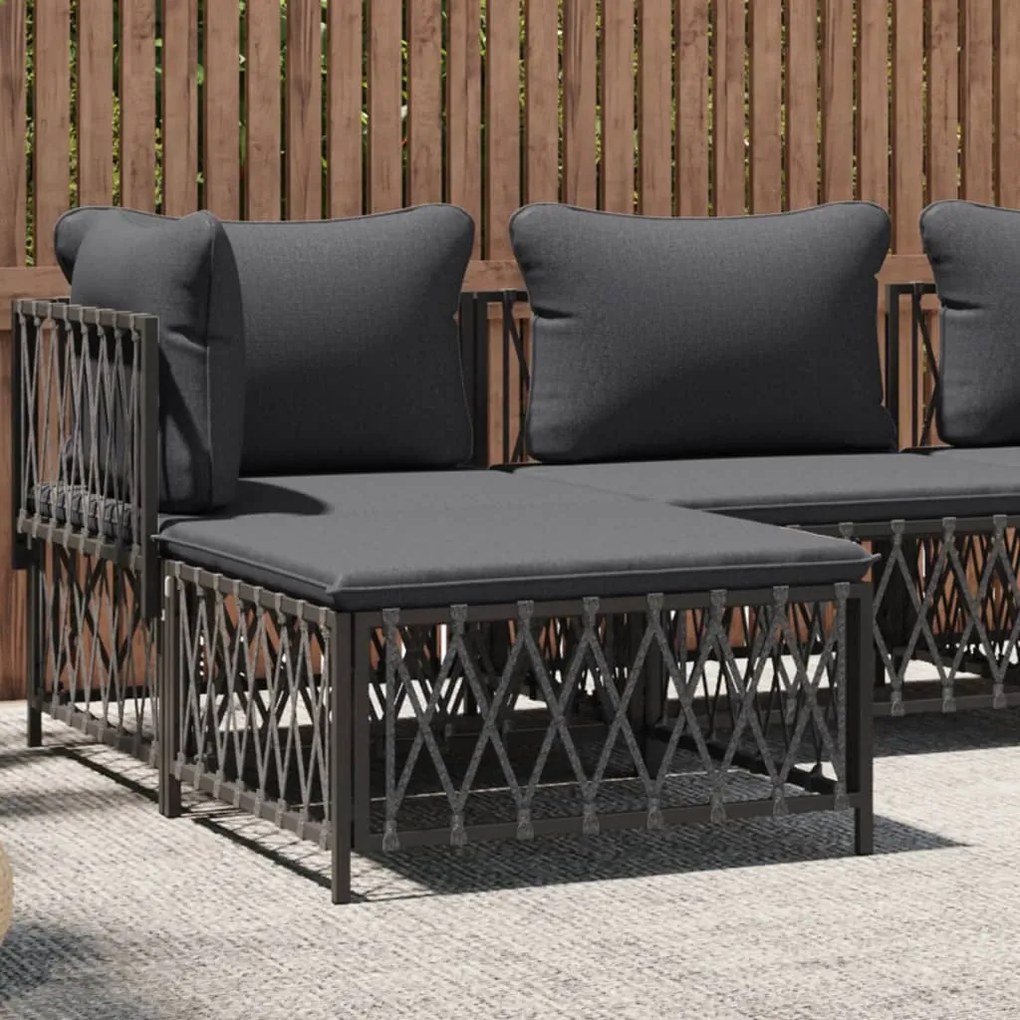 vidaXL Apoio de pés para jardim com almofadão tecido antracite