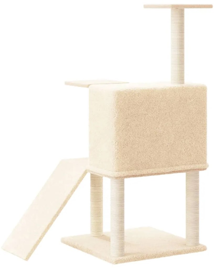 Árvore p/ gatos c/ postes arranhadores sisal 109 cm cor creme