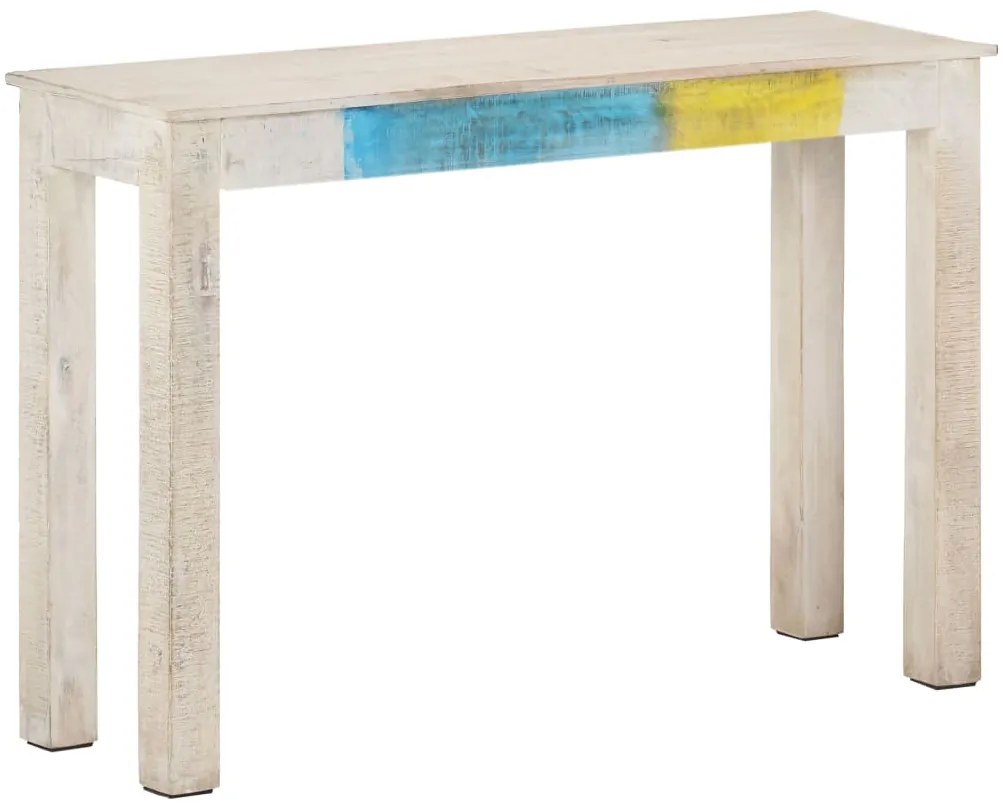 Mesa consola 115x35x77 cm madeira de mangueira áspera branco