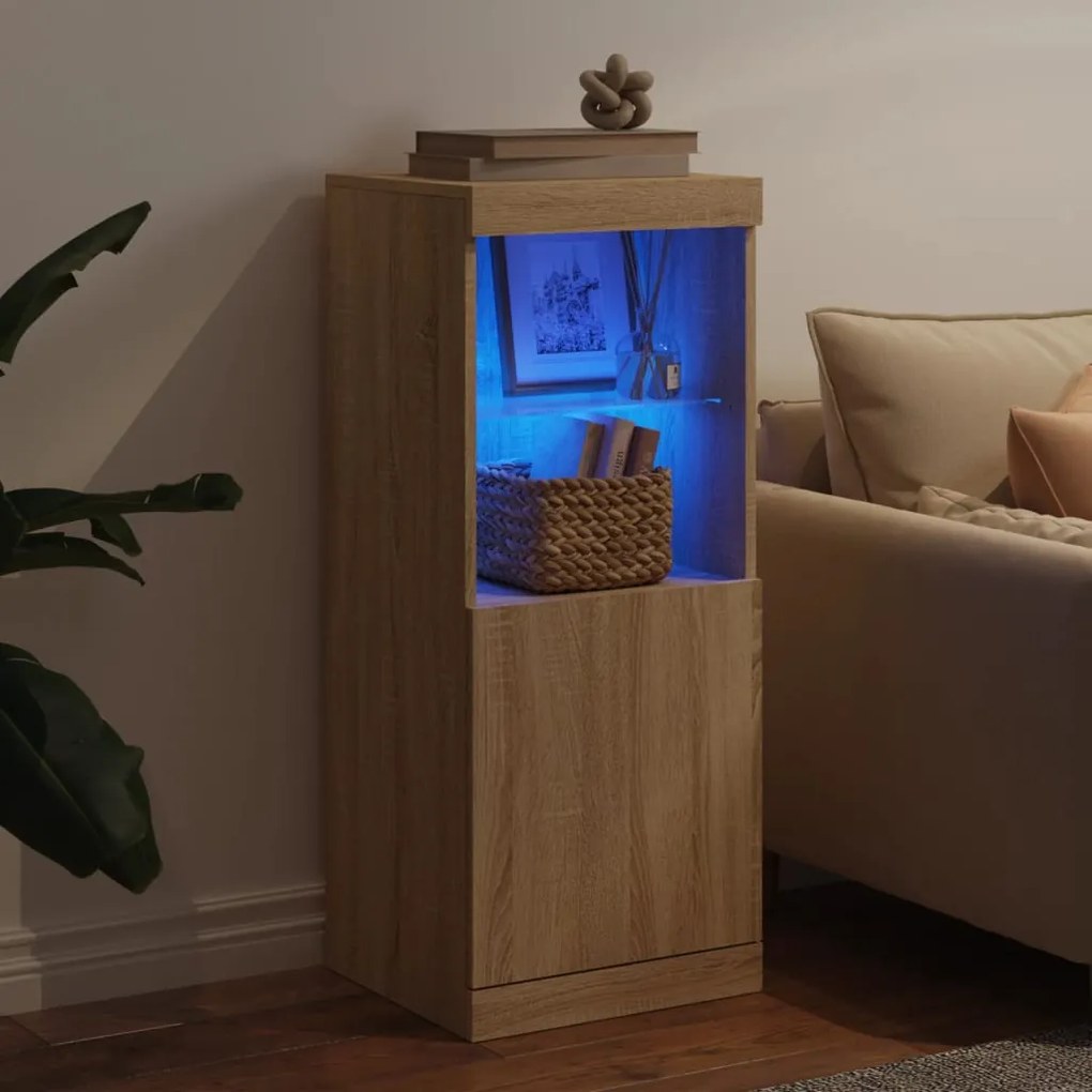 Aparador com luzes LED 41x37x100 cm carvalho sonoma