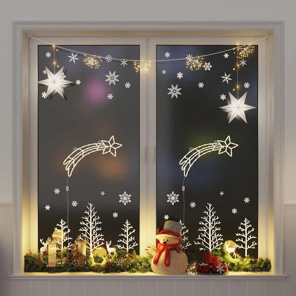 Luzes Natal silhueta estrela cadente 2 pcs 50LEDs branco quente