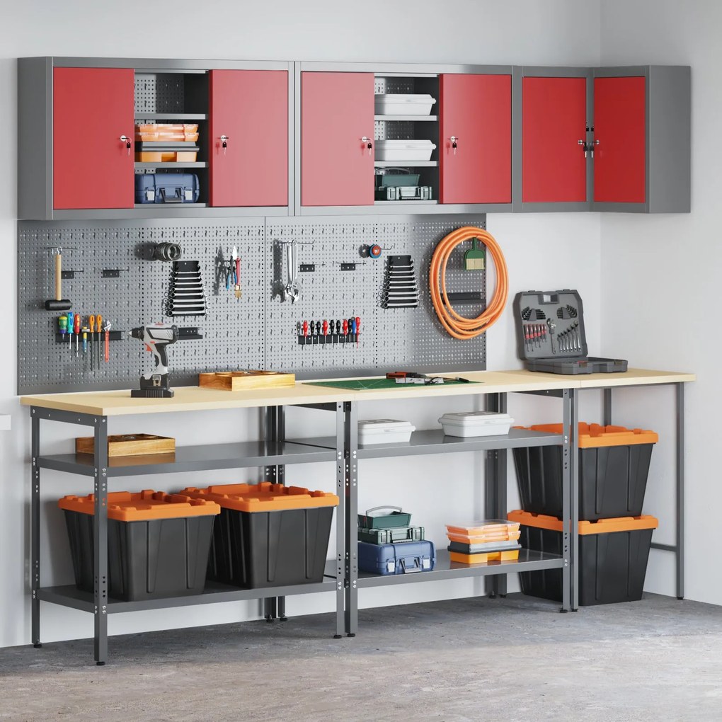 Conjunto de mesa para guardar ferramentas de 10 peças vidaXL - Madeira