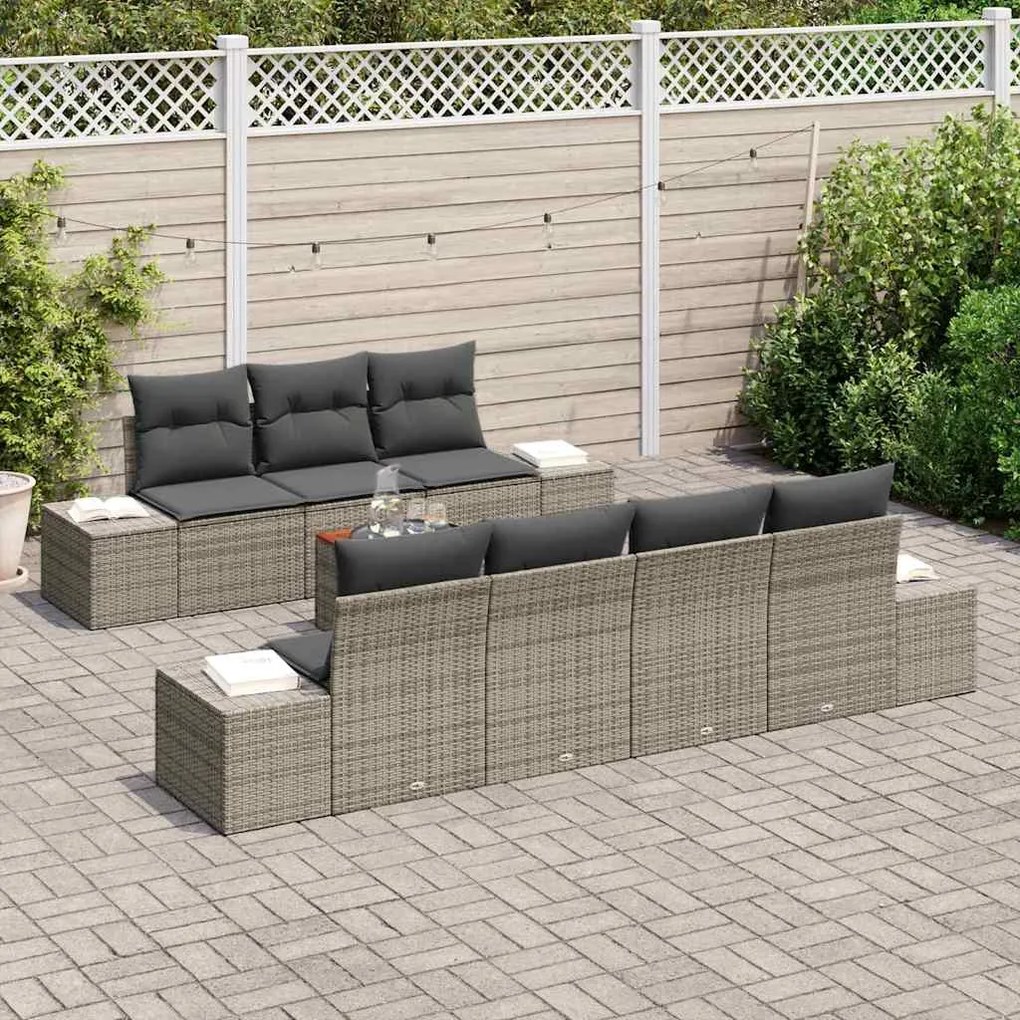 Conjunto de Sofá de Jardim 8 pcs Cinzeto 55 x 55 x 37 cm